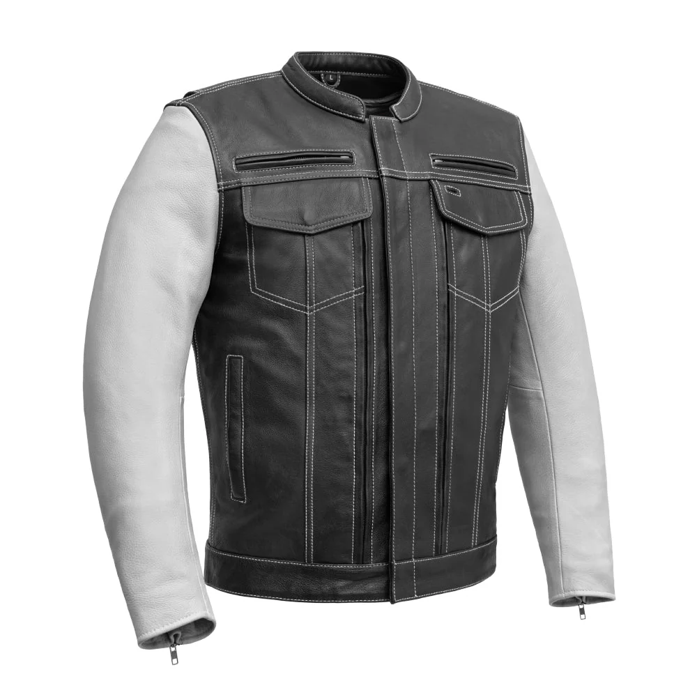 Vincent Men's Cafe Style Leather Jacket - Image 6