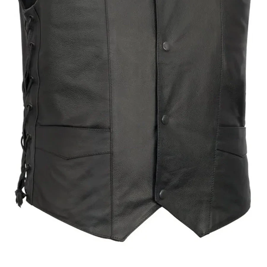 Carbine Men's Western Style Leather Motorcycle Vest - Image 4