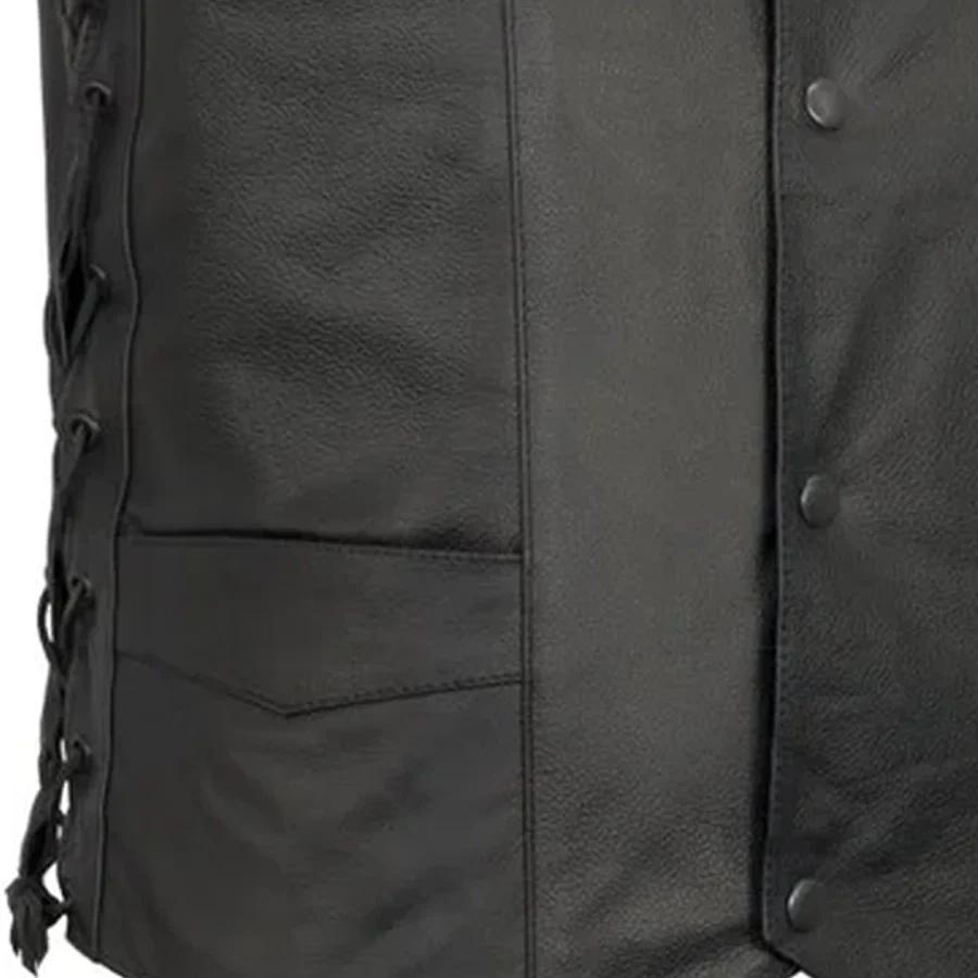 Carbine Men's Western Style Leather Motorcycle Vest - Image 5