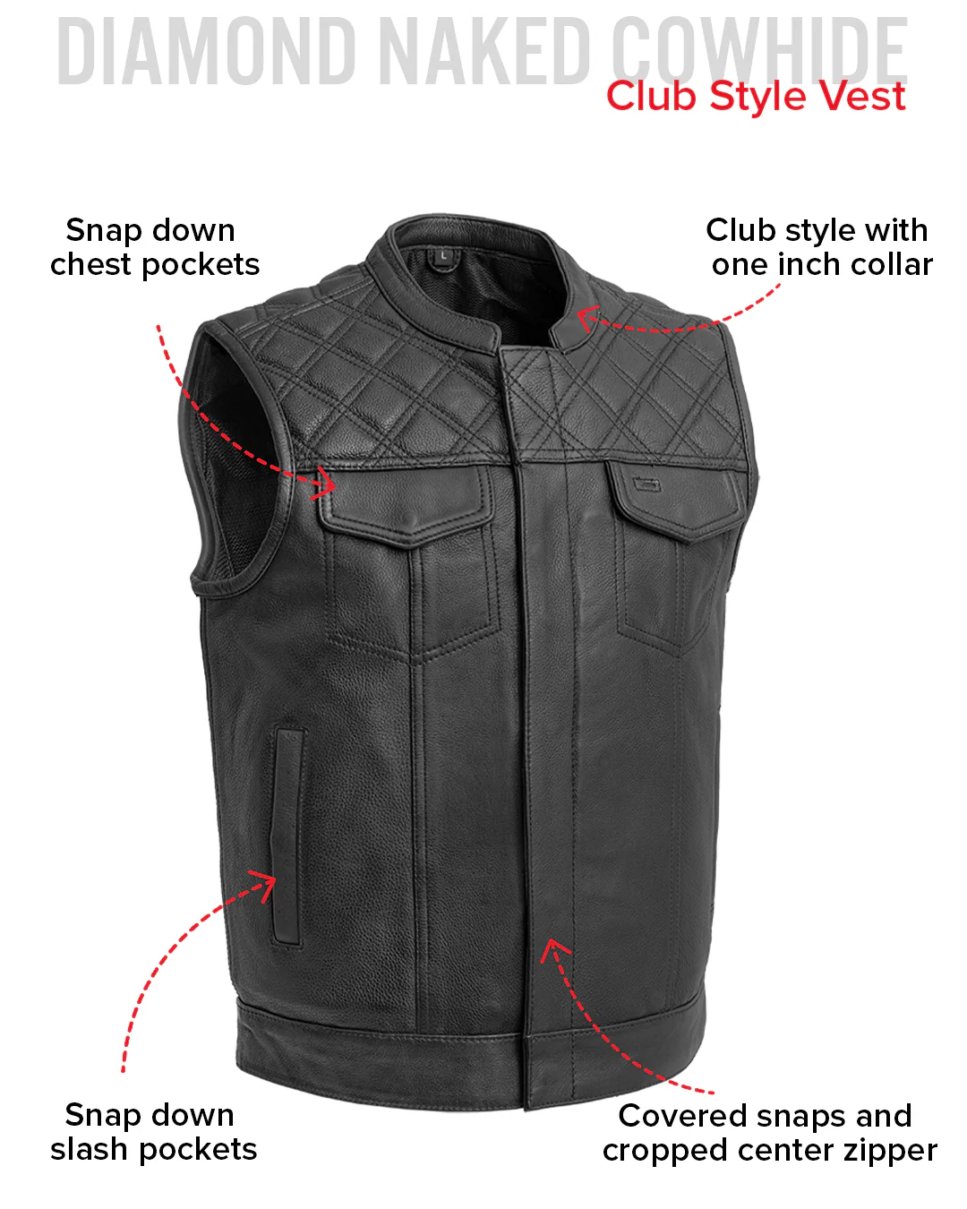 Downside Men's Motorcycle Leather Vest - Image 49