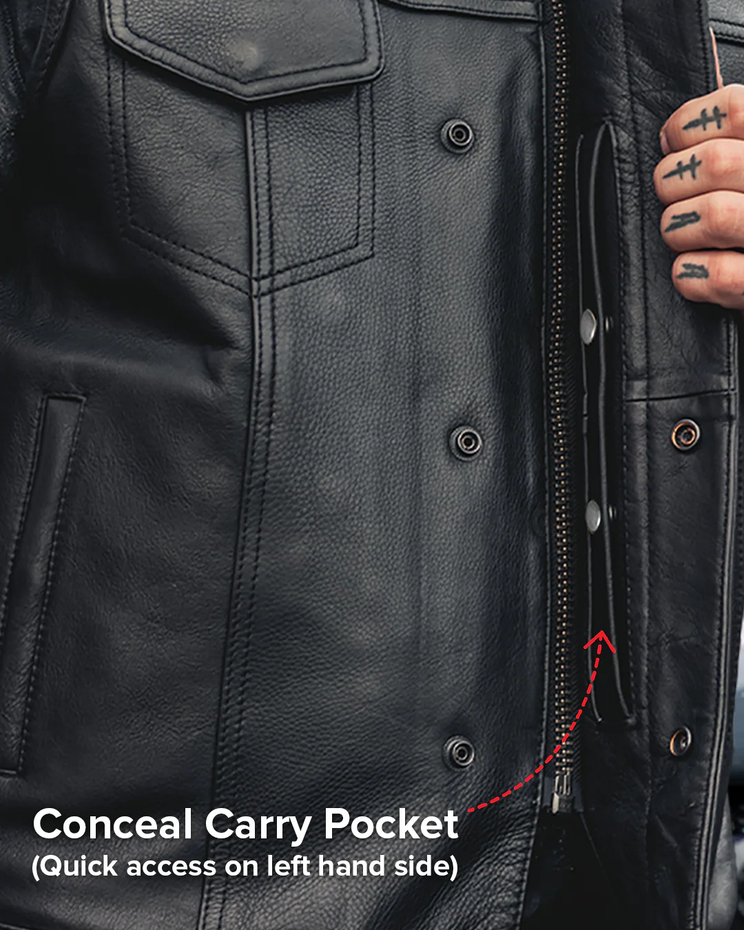 Downside Men's Motorcycle Leather Vest - Image 51