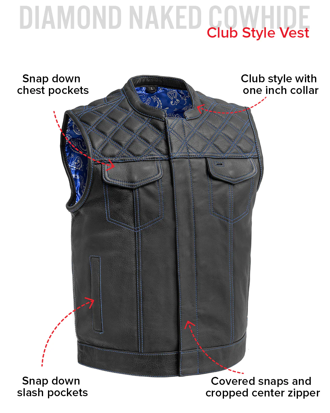 Downside Men's Motorcycle Leather Vest - Image 53