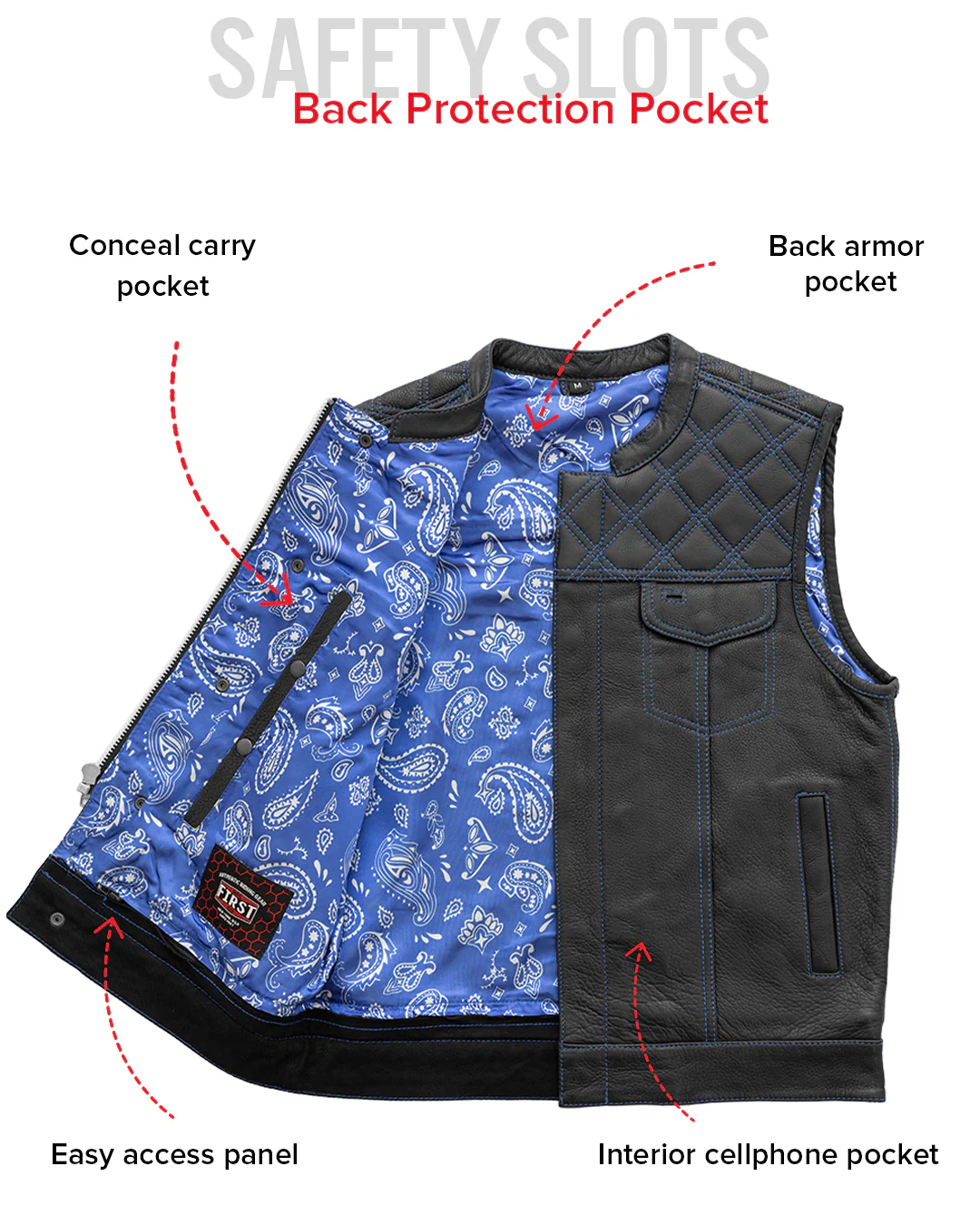 Downside Men's Motorcycle Leather Vest - Image 54