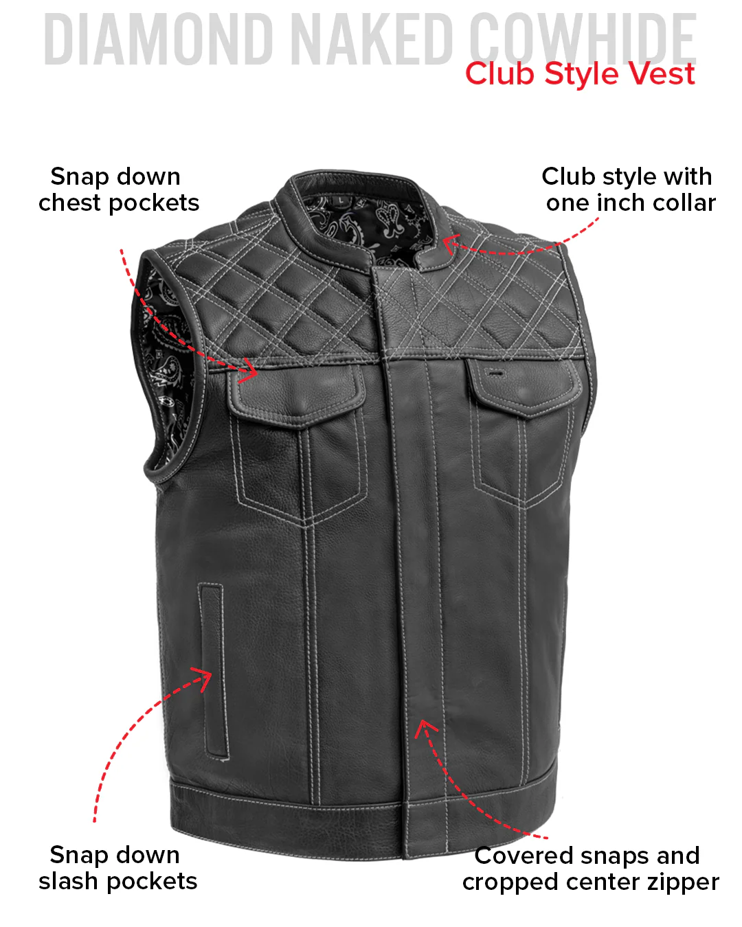Downside Men's Motorcycle Leather Vest - Image 56