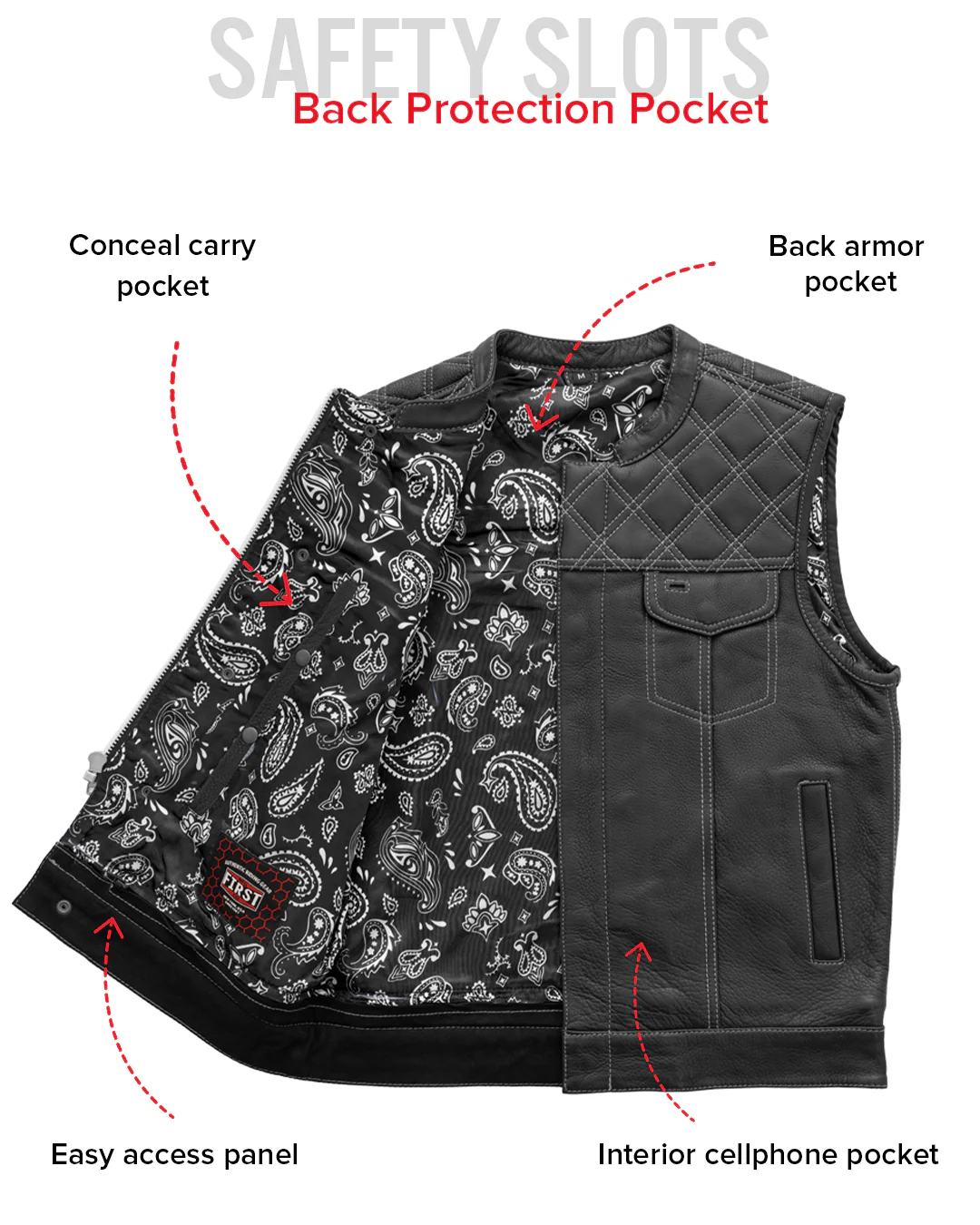 Downside Men's Motorcycle Leather Vest - Image 58