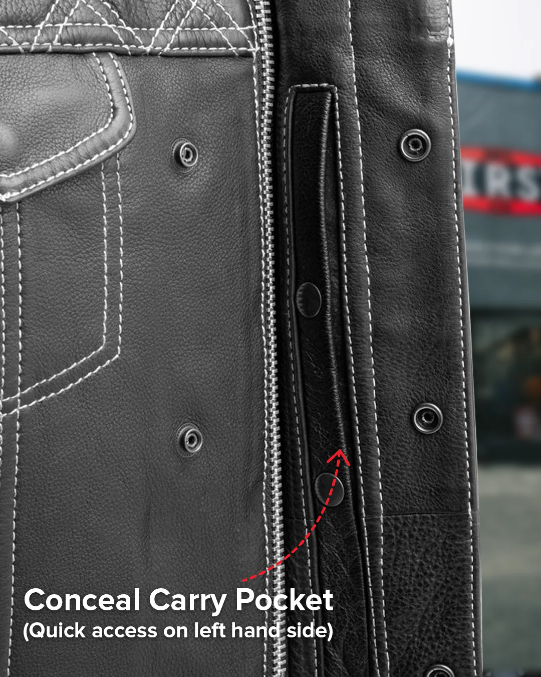 Downside Men's Motorcycle Leather Vest - Image 59