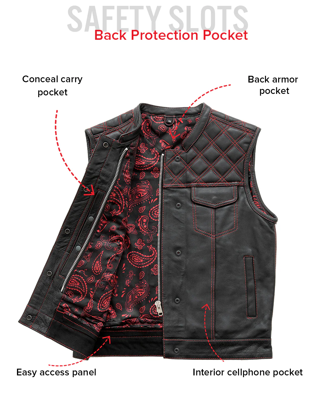 Downside Men's Motorcycle Leather Vest - Image 62