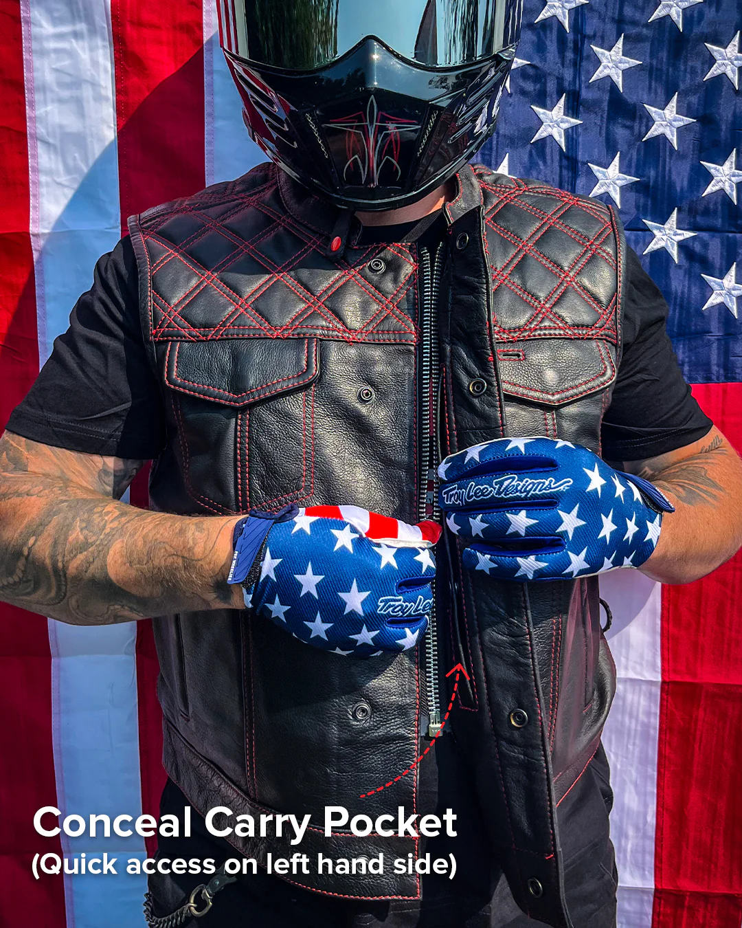 Downside Men's Motorcycle Leather Vest - Image 63