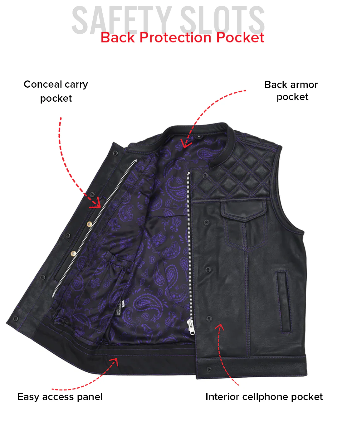 Downside Men's Motorcycle Leather Vest - Image 66