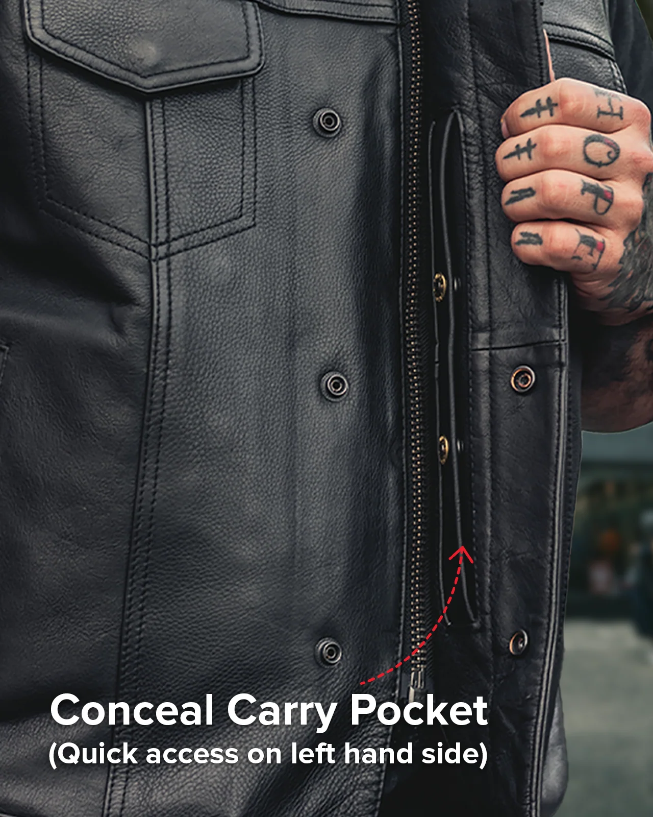 Upside Men's Club Style Leather Vest - Image 40