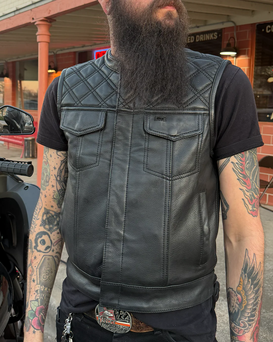 Upside Men's Club Style Leather Vest - Image 41