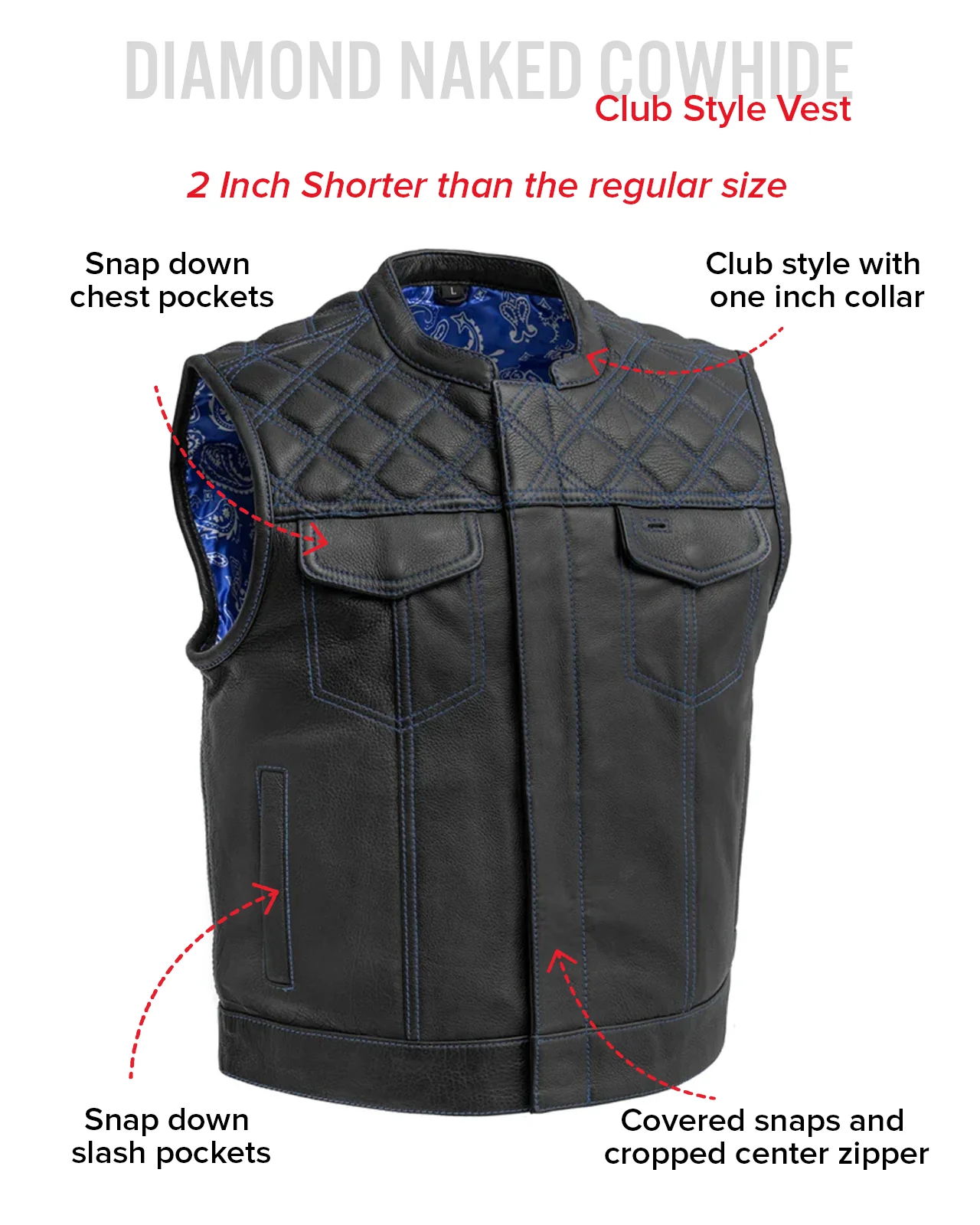 Upside Men's Club Style Leather Vest - Image 43