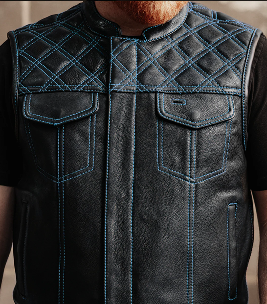 Upside Men's Club Style Leather Vest - Image 46