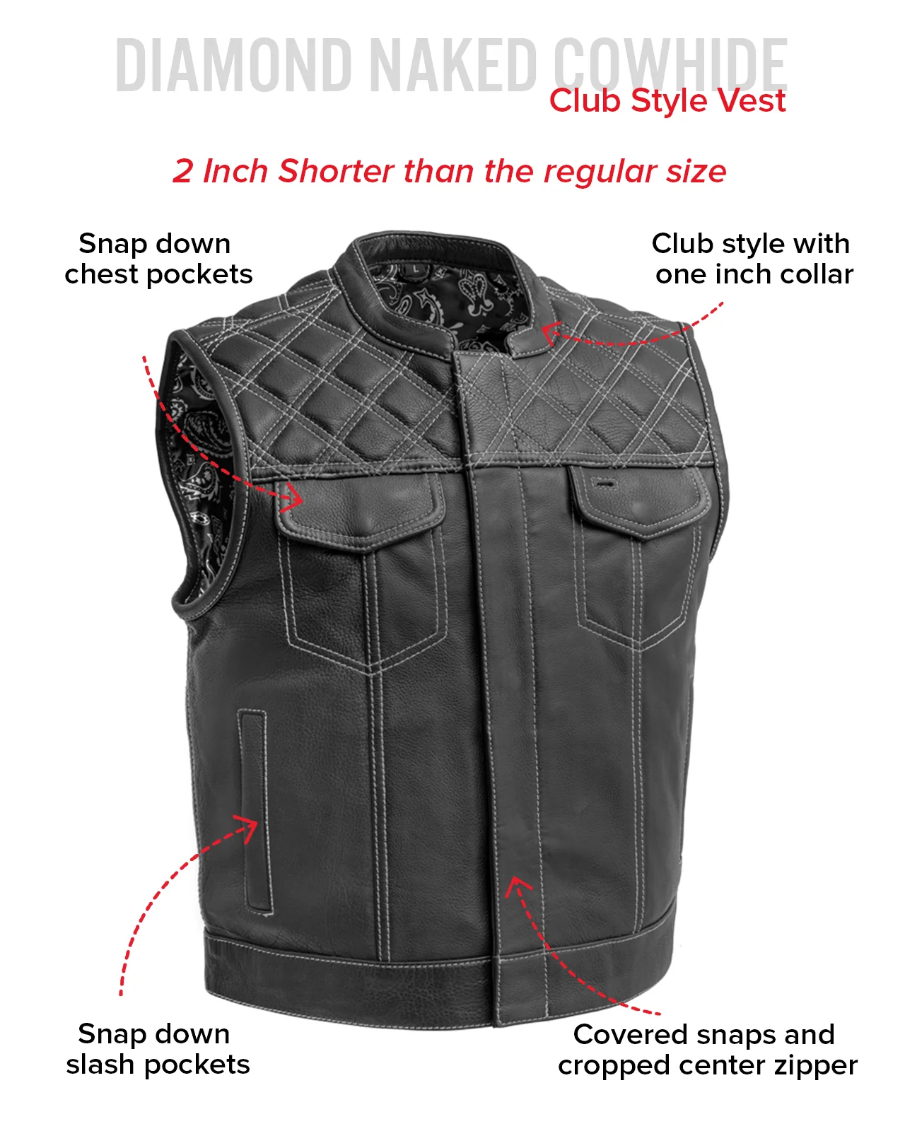 Upside Men's Club Style Leather Vest - Image 52