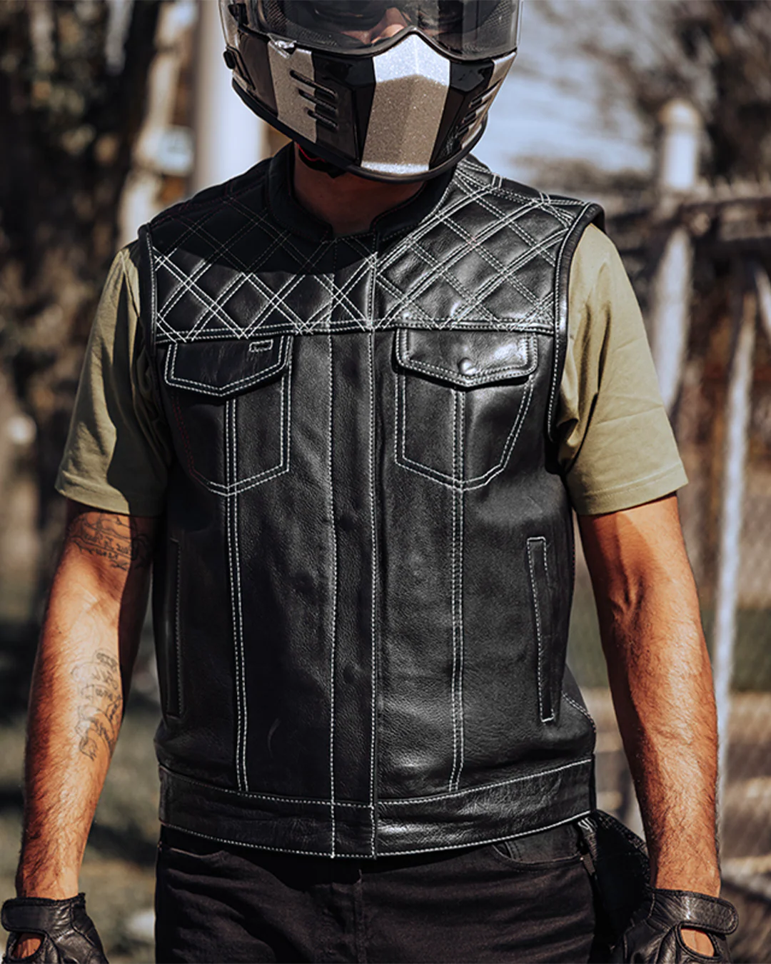 Upside Men's Club Style Leather Vest - Image 54