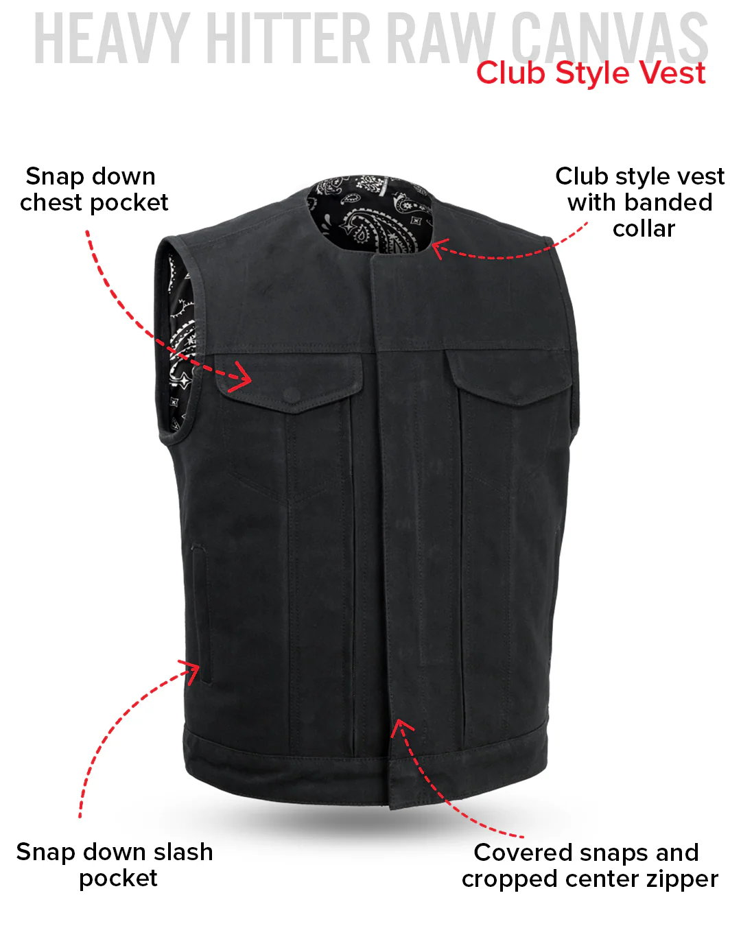 Fairfax V2 Men's Motorcycle Canvas Vest - Image 7