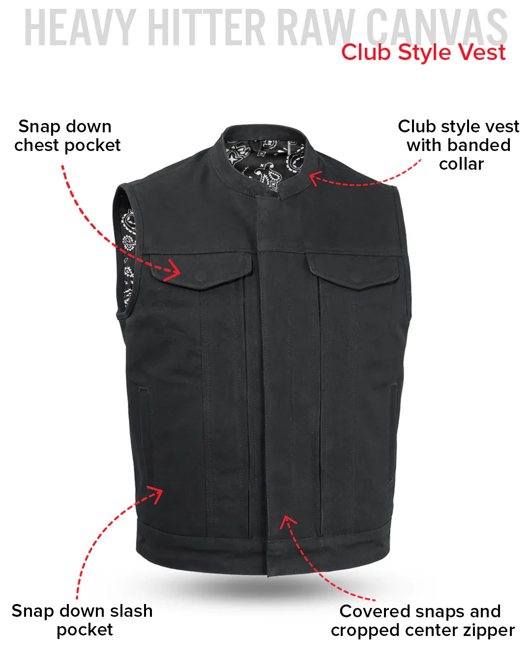 Highland V2 Men's Motorcycle Canvas Vest - Image 6