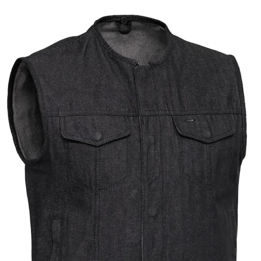 Haywood Men's Motorcycle Denim Vest - Black - Image 3
