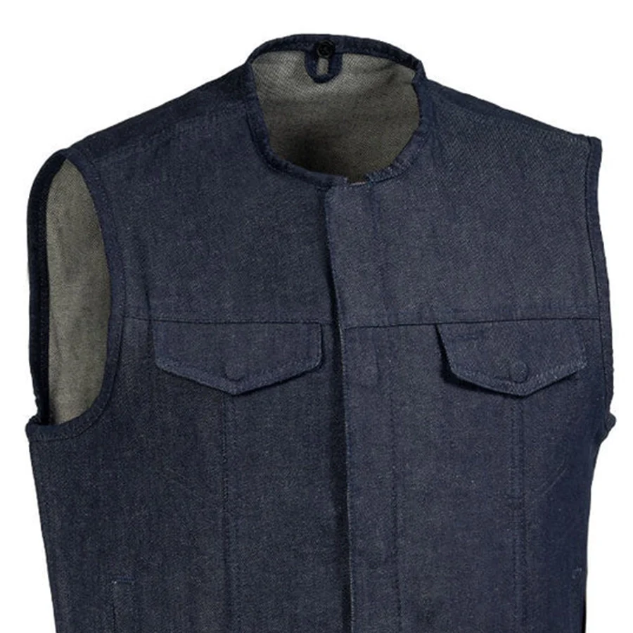 Haywood Men's Motorcycle Denim Vest - Blue - Image 3