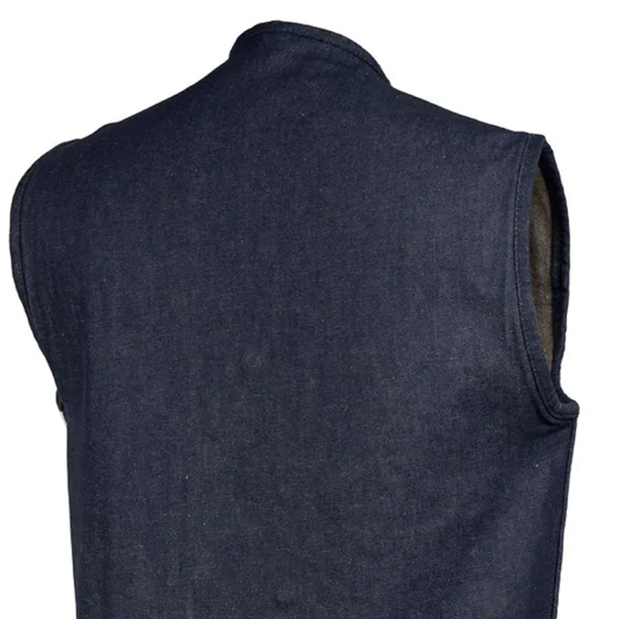Haywood Men's Motorcycle Denim Vest - Blue - Image 4