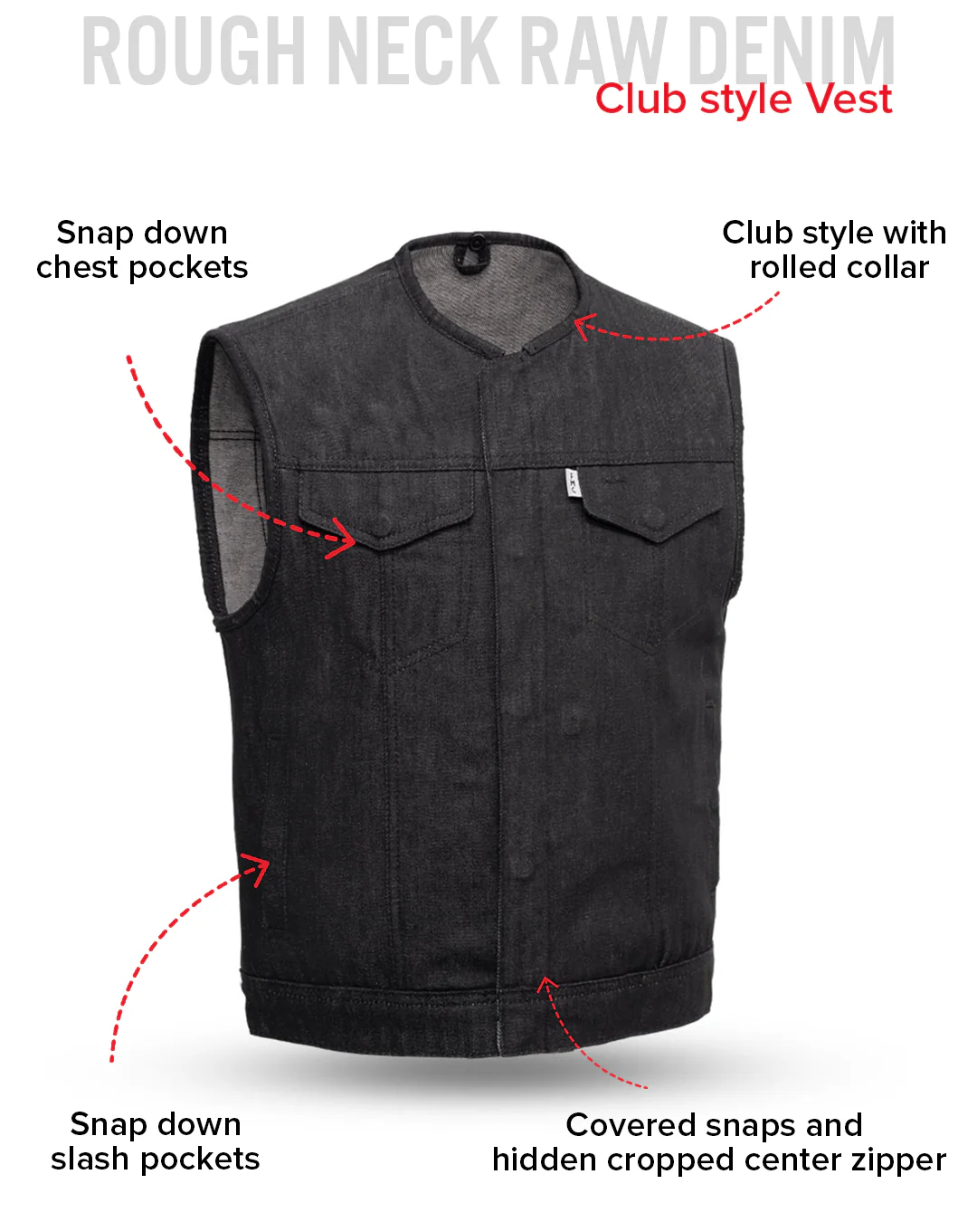 Murdock - Men's Motorcycle Denim Vest - Image 6