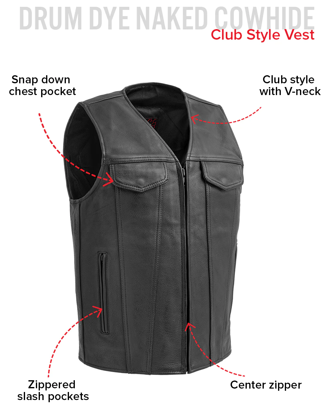 Badlands Men's Motorcycle Leather Vest - Image 7