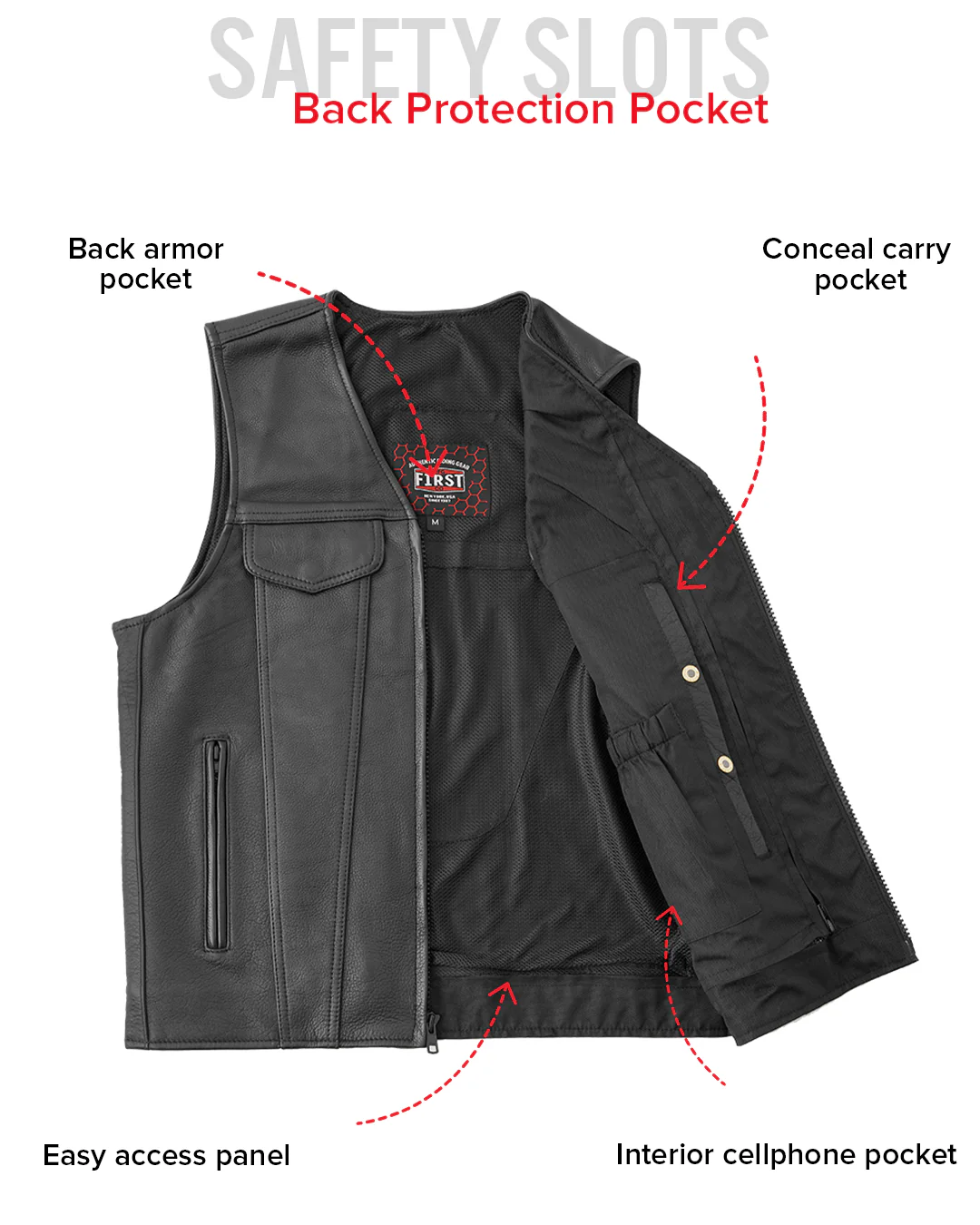 Badlands Men's Motorcycle Leather Vest - Image 9