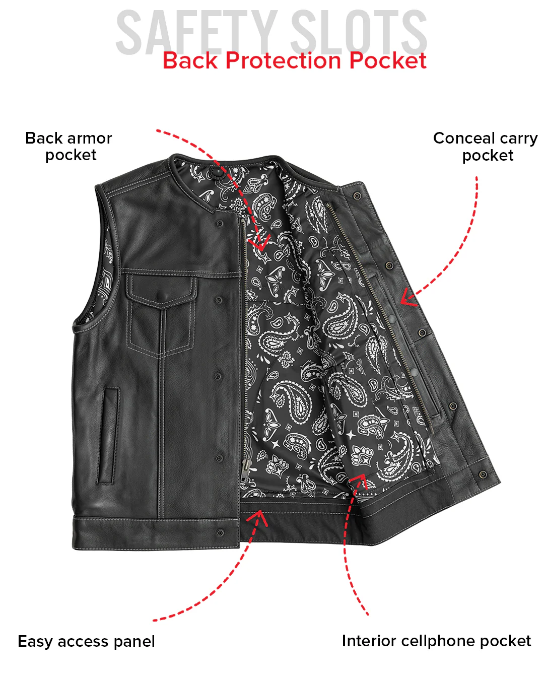 Bandit Men's Leather Motorcycle Vest - Image 13