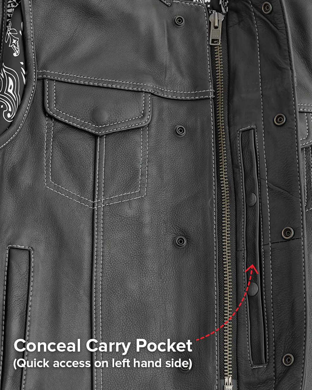 Bandit Men's Leather Motorcycle Vest - Image 14