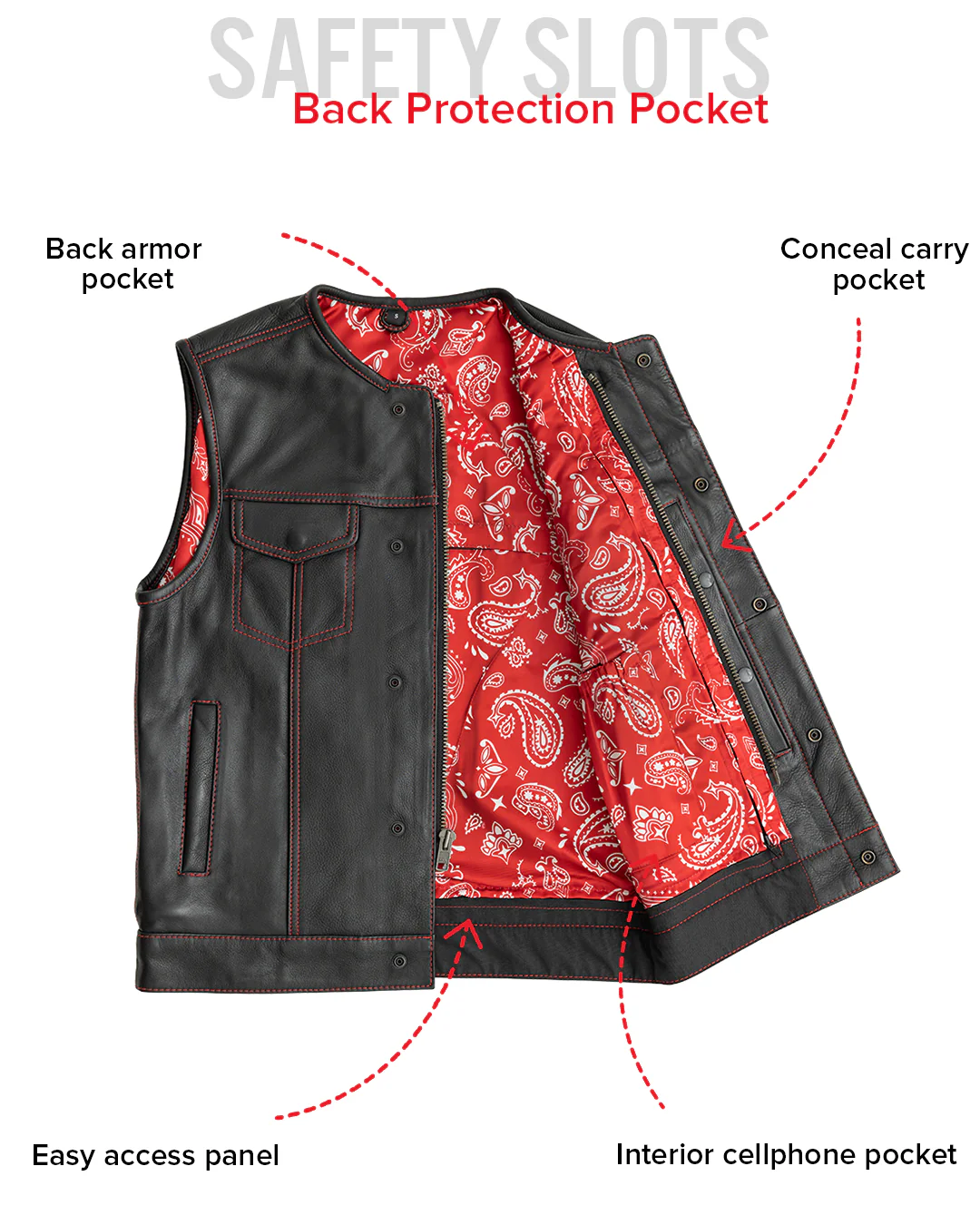 Bandit Men's Leather Motorcycle Vest - Image 17