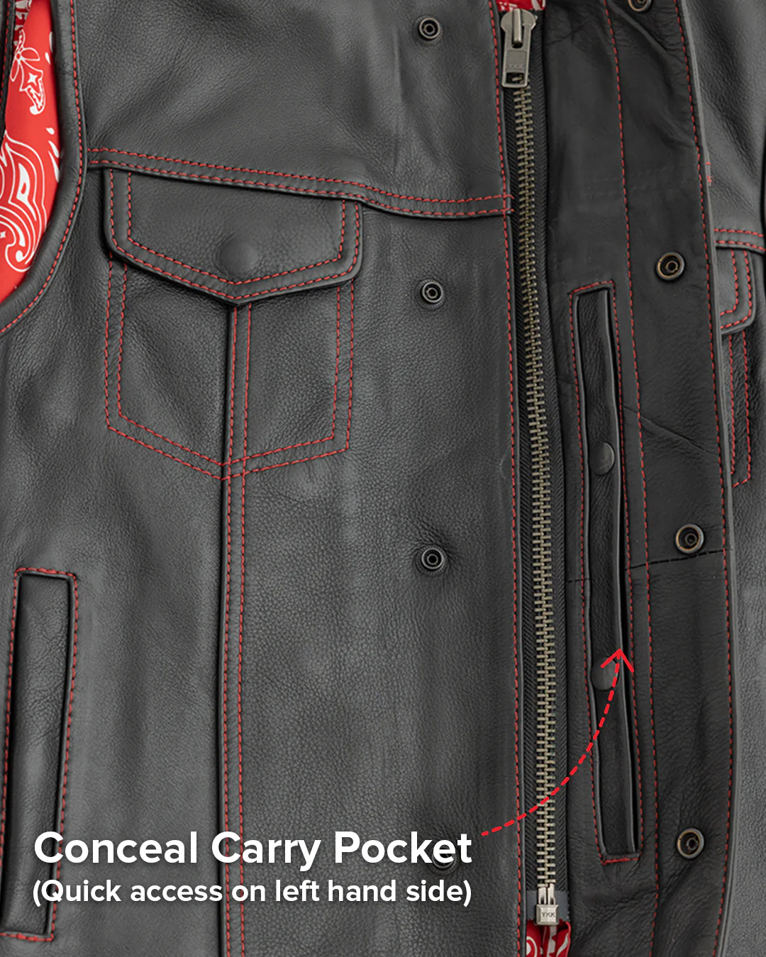 Bandit Men's Leather Motorcycle Vest - Image 18