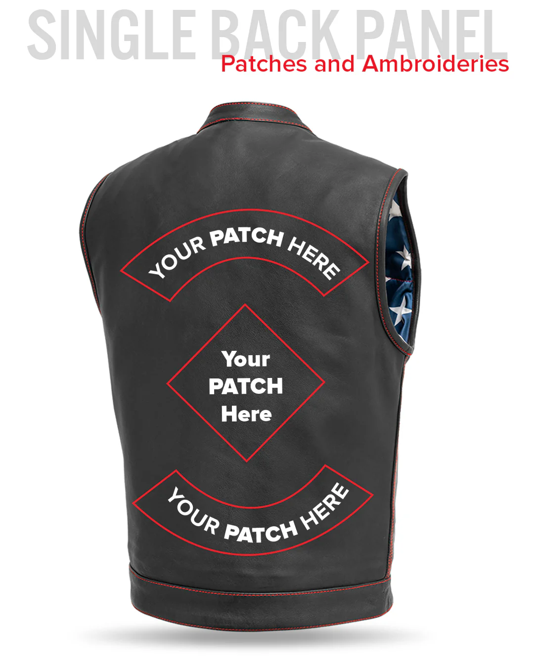 Born Free Men's Leather Motorcycle Leather Vest - Red Stitch - Image 7