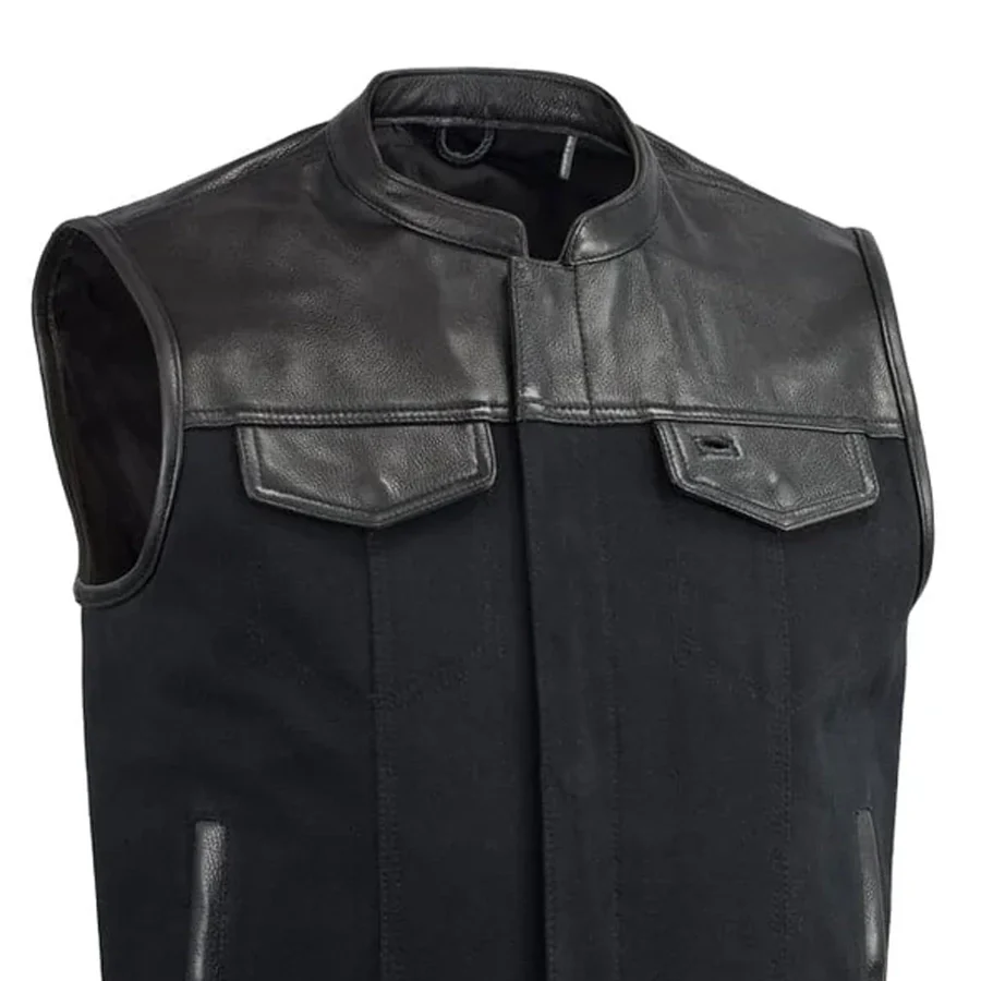 49/51 Vest Motorcycle Leather Canvas Vest - Image 3