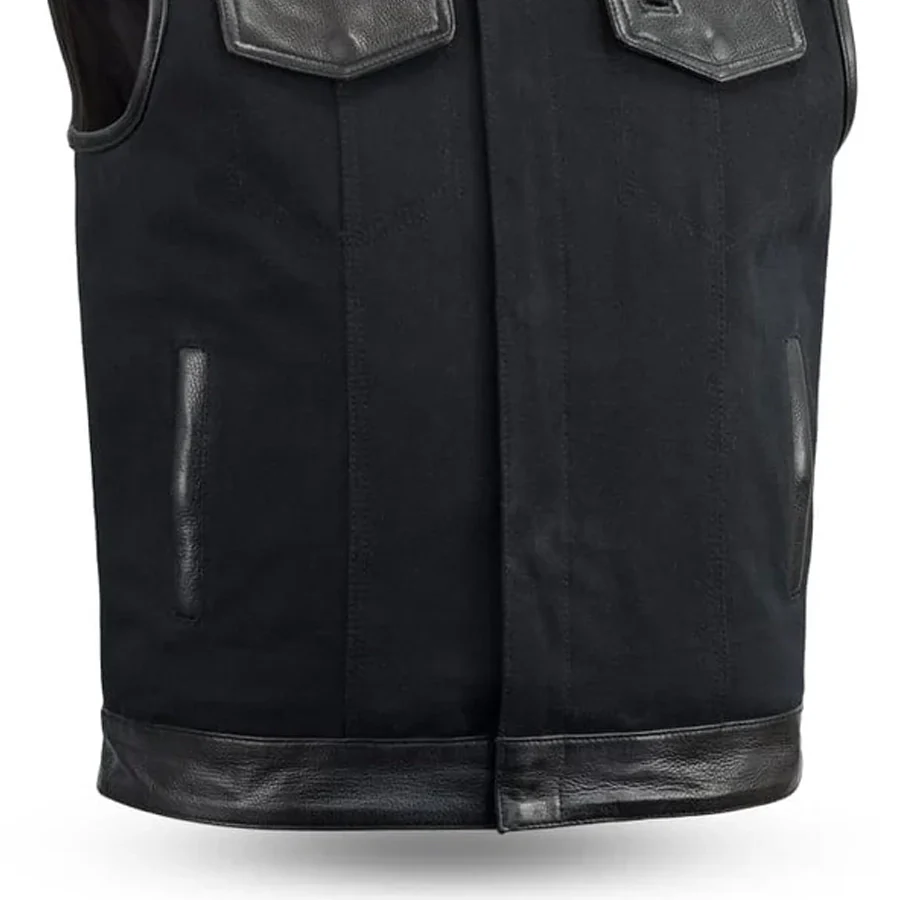 49/51 Vest Motorcycle Leather Canvas Vest - Image 4