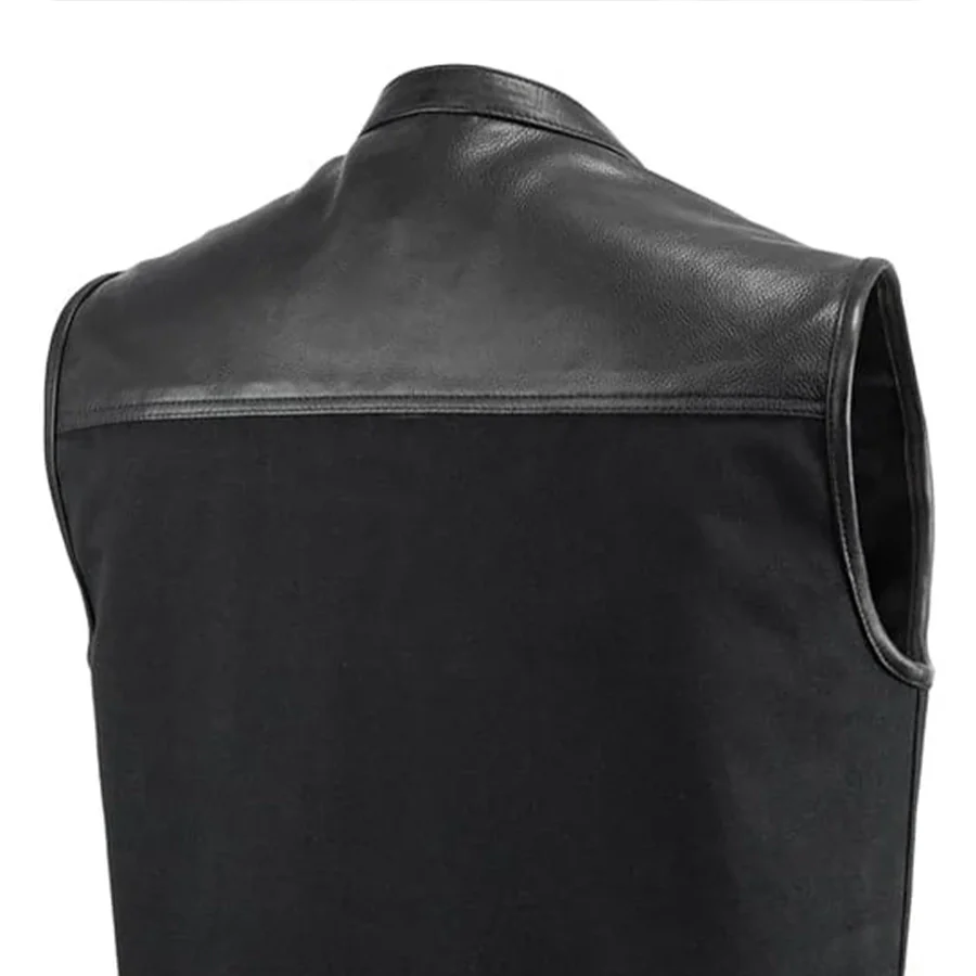49/51 Vest Motorcycle Leather Canvas Vest - Image 5