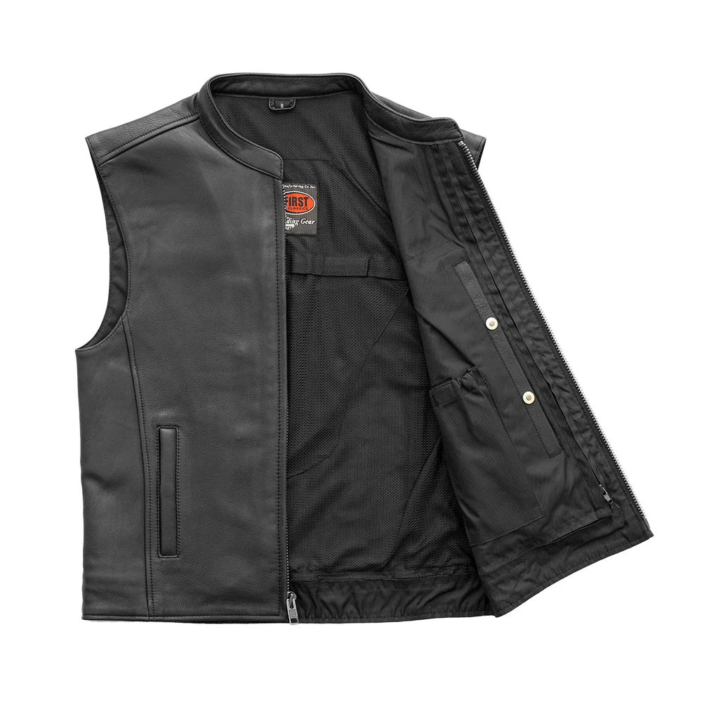 Club House Men's Leather Motorcycle Vest - Image 4