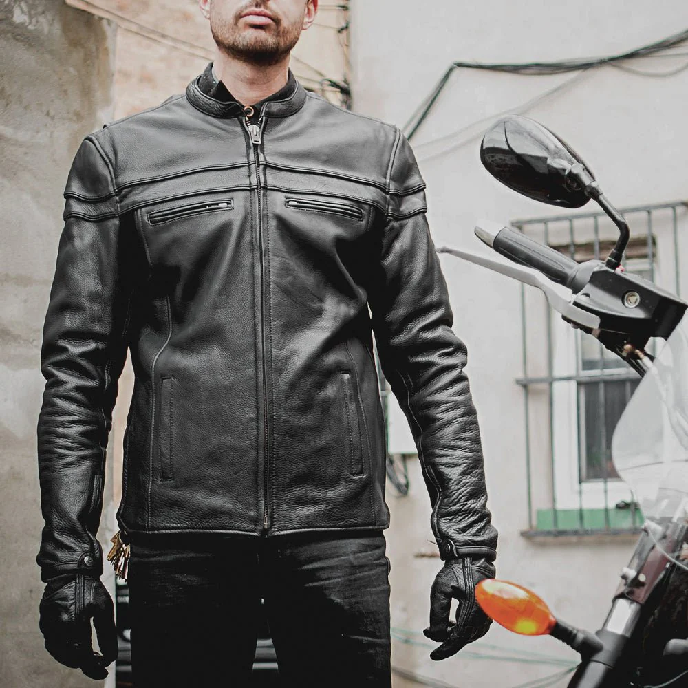 Maverick Men's Motorcycle Leather Jacket - Image 3