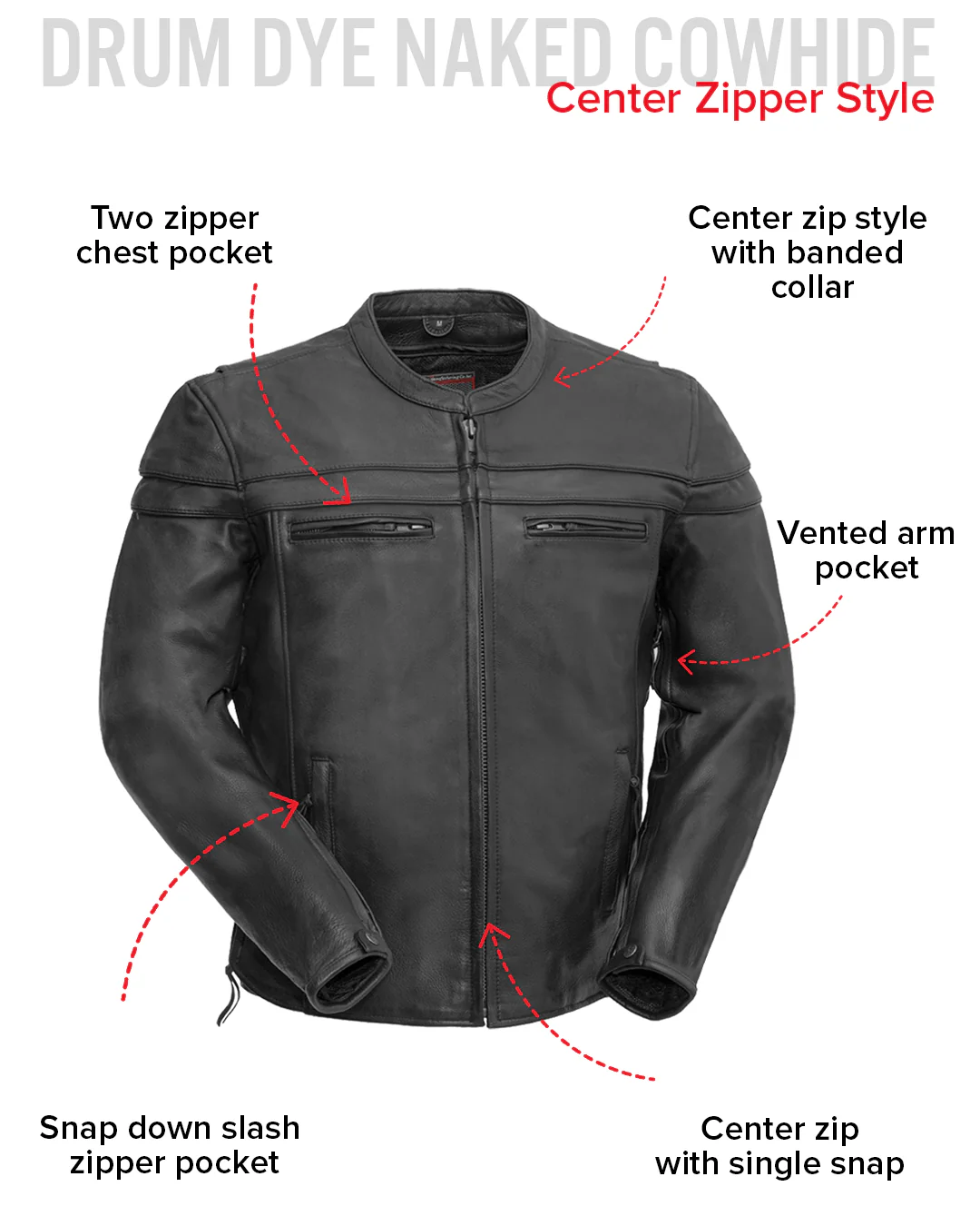 Maverick Men's Motorcycle Leather Jacket - Image 7