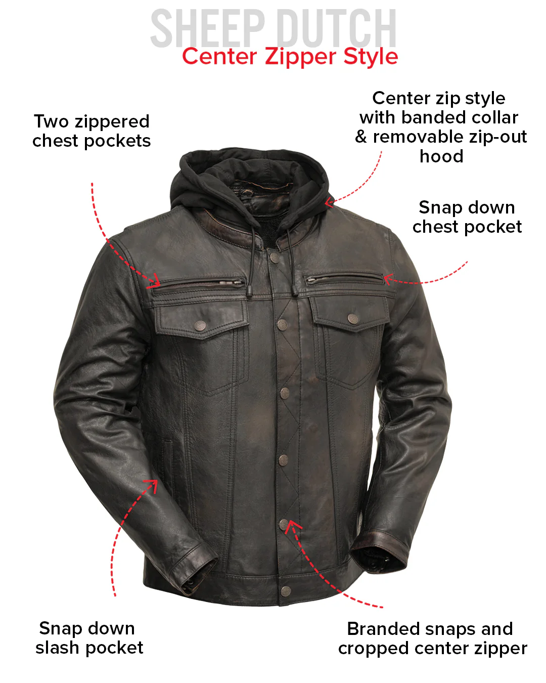 Vendetta Men's Motorcycle Leather Jacket - Image 8