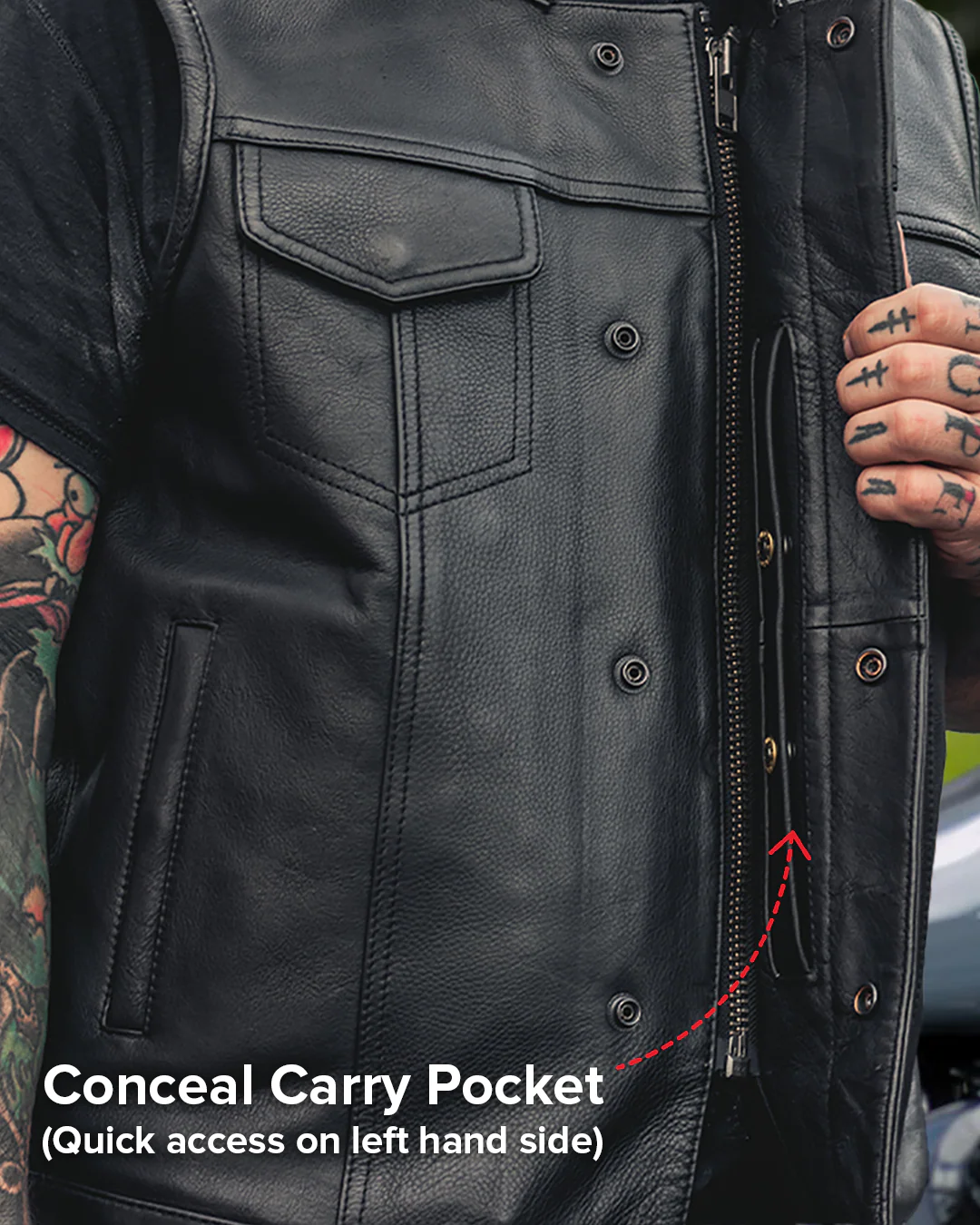 No Rival - Men's Motorcycle Leather Vest - Image 9