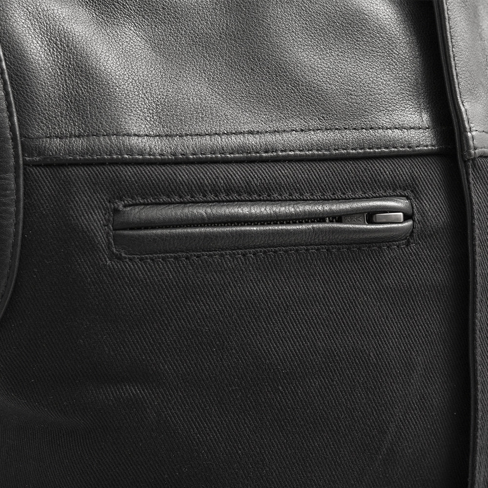 Lowrider Men's Motorcycle Leather/Twill Vest - Image 3