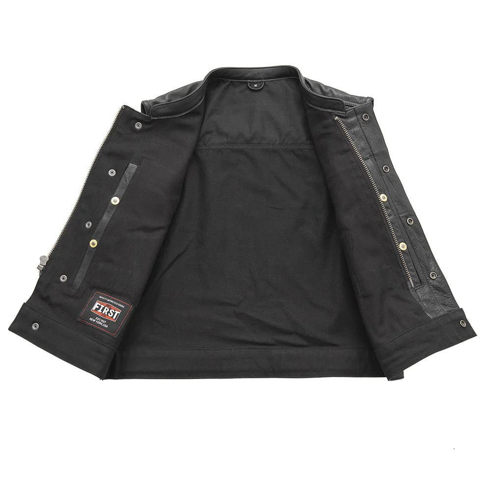Lowrider Men's Motorcycle Leather/Twill Vest - Image 5