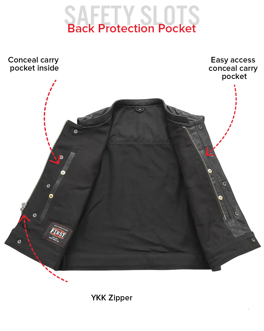 Lowrider Men's Motorcycle Leather/Twill Vest - Image 8