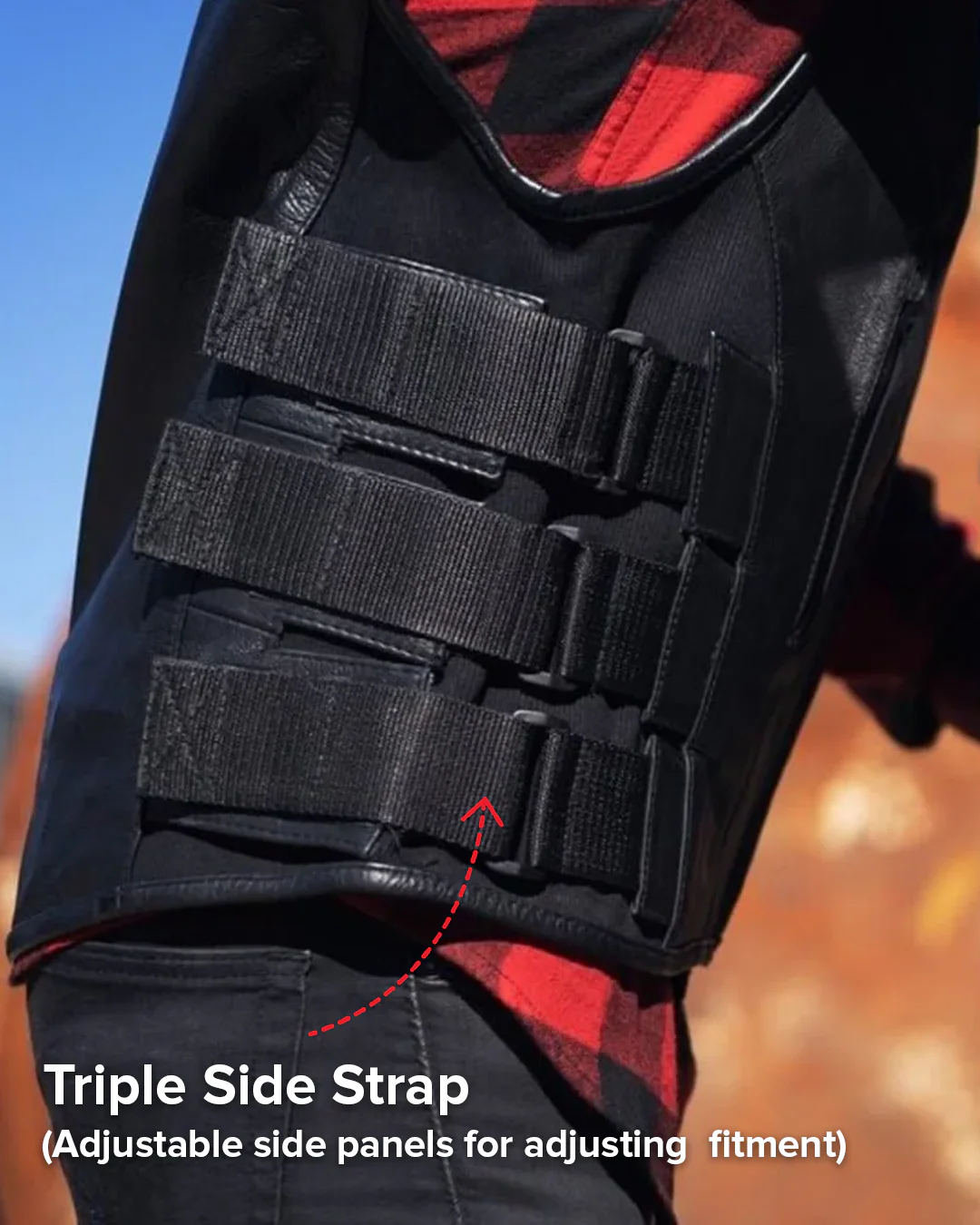 Commando Men's Leather Swat Style Motorcycle Vest - Image 9