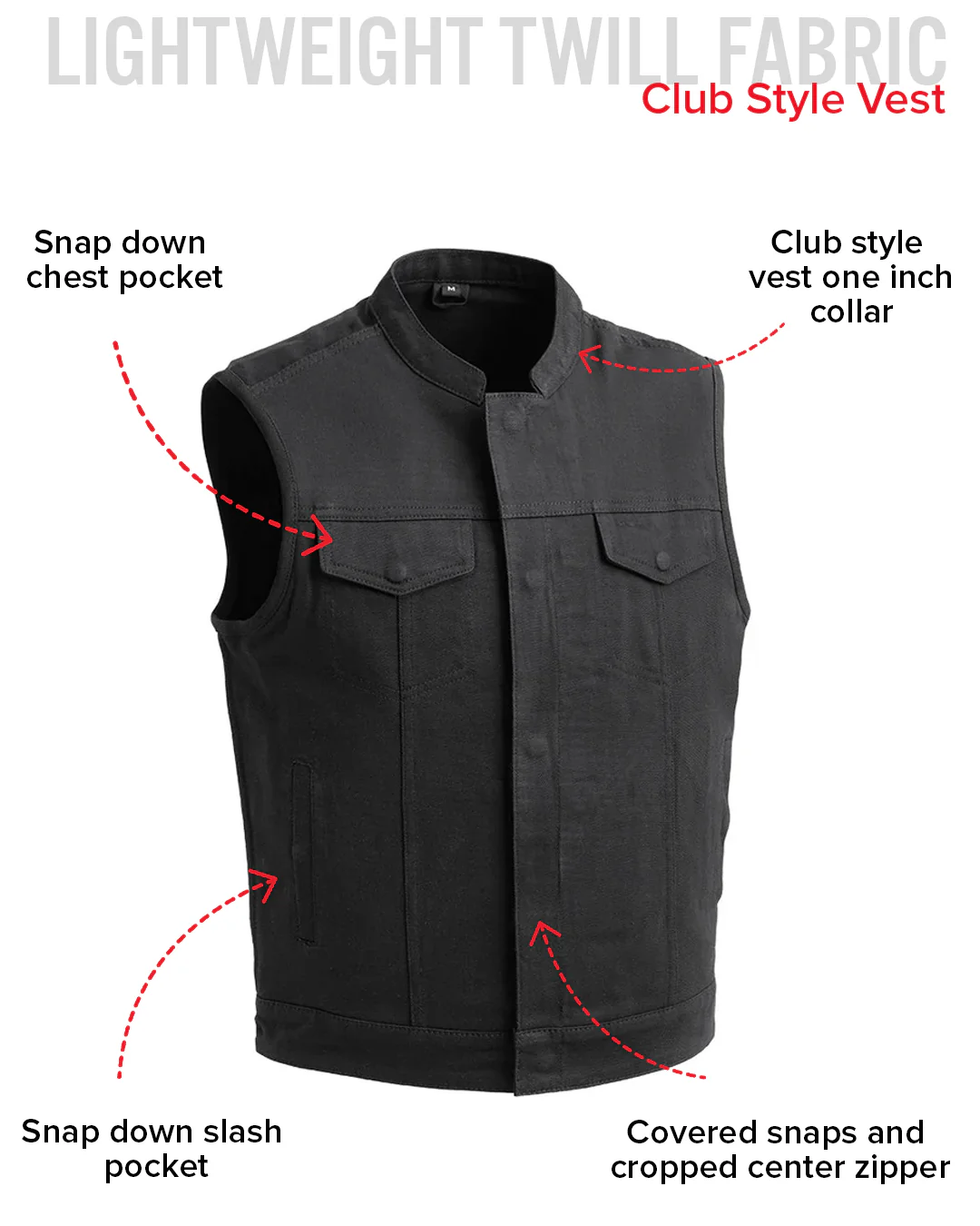 Havoc Men's Motorcycle Twill Vest - Image 6