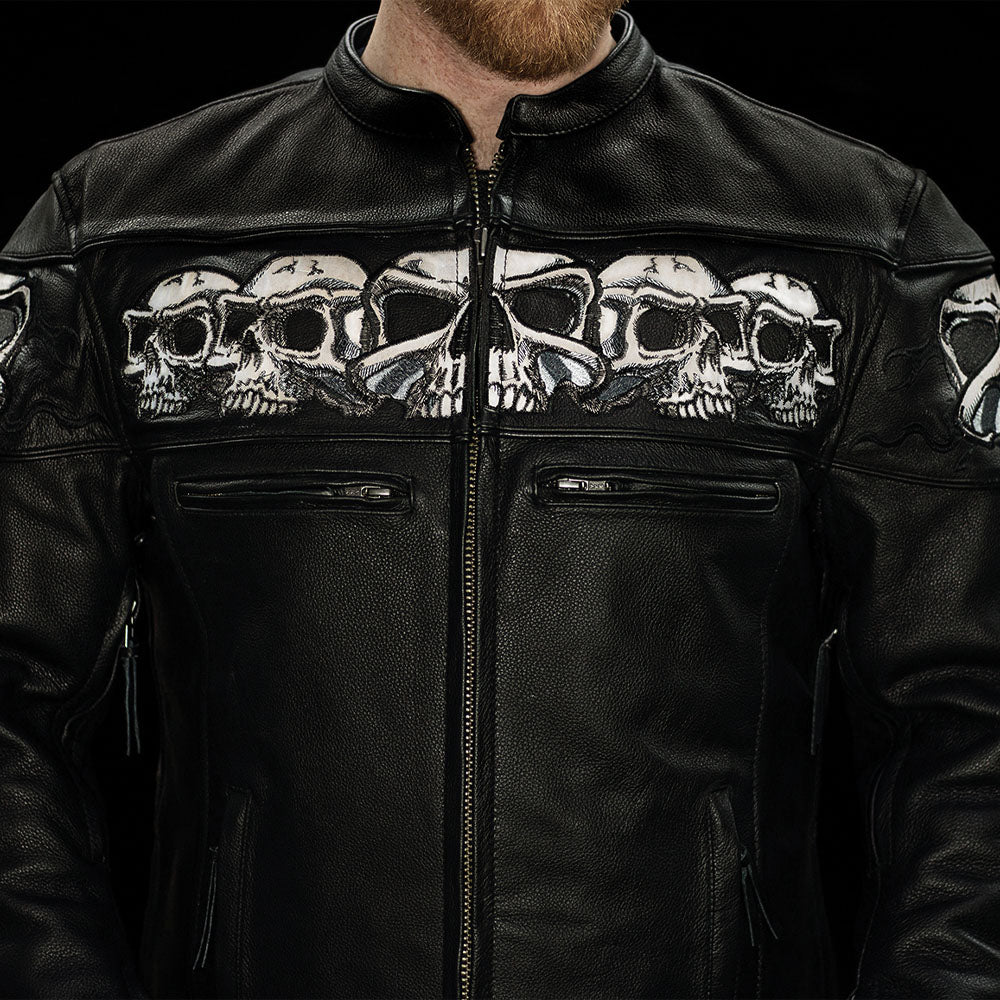 Savage Skulls Men's Motorcycle Leather Jacket - Image 3