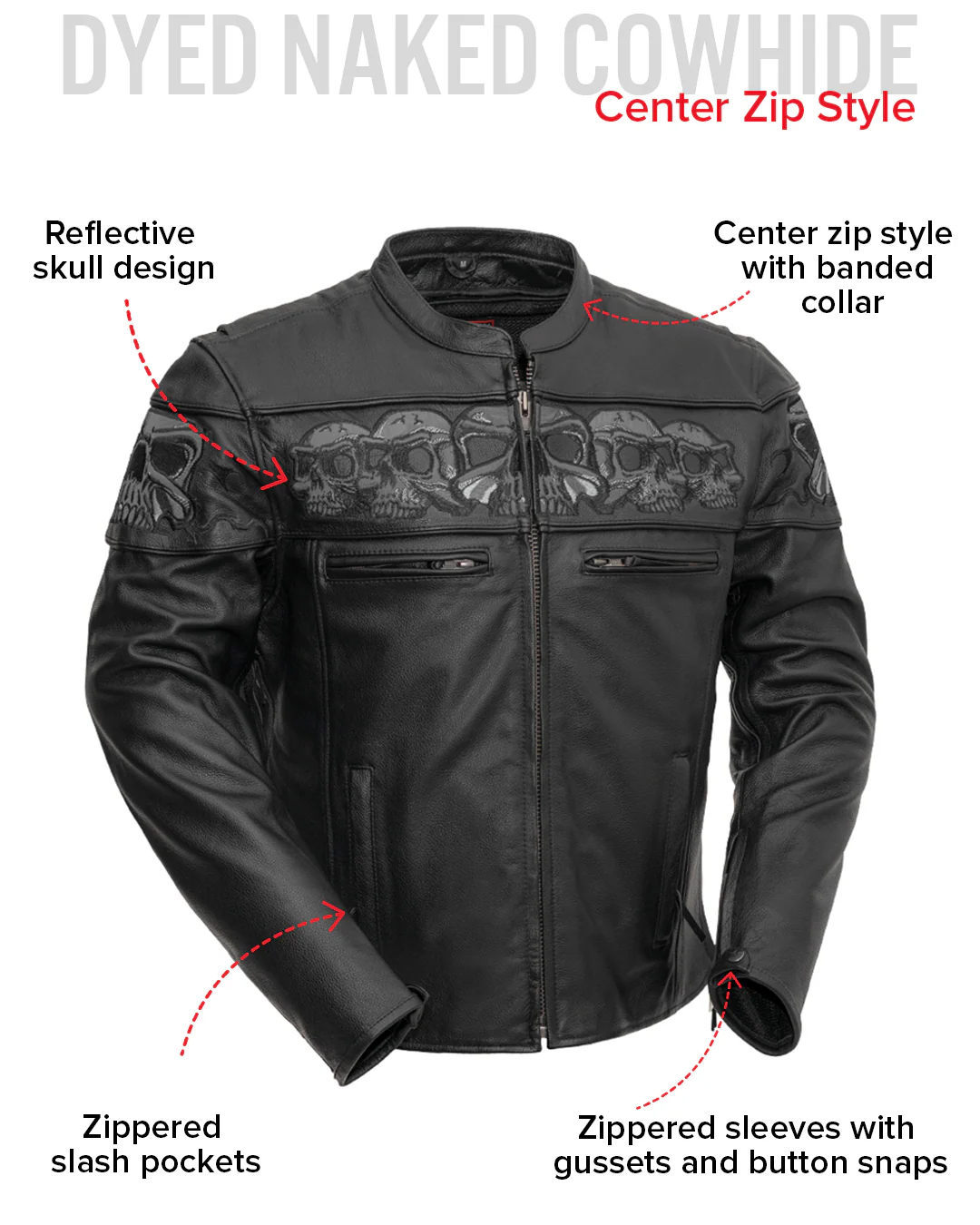 Savage Skulls Men's Motorcycle Leather Jacket - Image 7