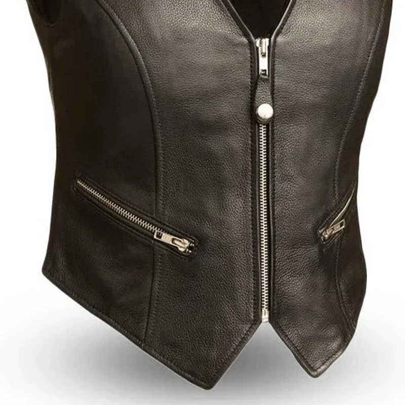 Montana Women's Motorcycle Leather Vest - Image 3