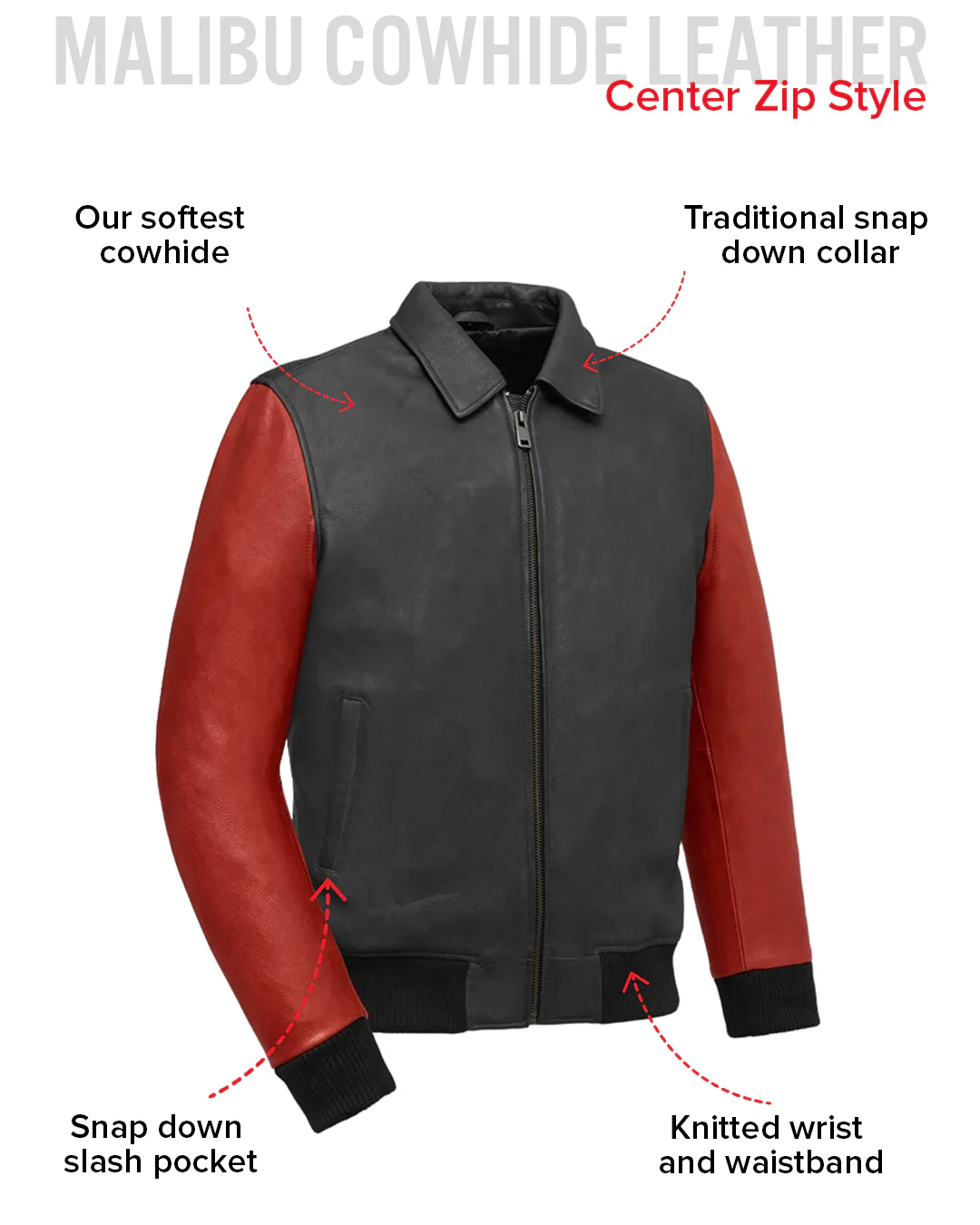 Moto Bomber Two Tone Men's Leather Jacket - Image 16