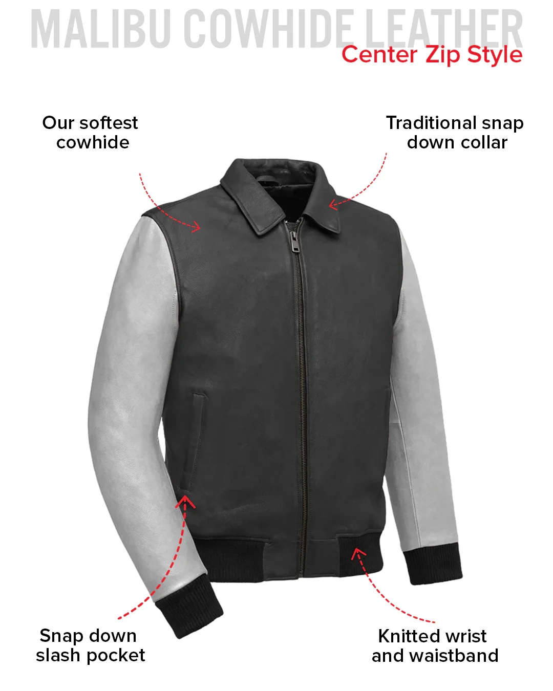 Moto Bomber Two Tone Men's Leather Jacket - Image 19